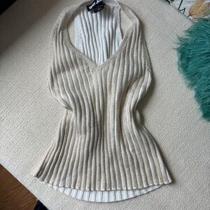 DKNY Gold V-Neck Ribbed Tank top - size S